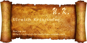 Ulreich Krisztofer névjegykártya